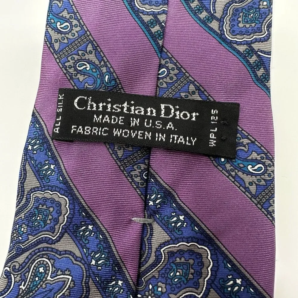 Vintage Christian Dior Monsieur Multi Color Geometric Medallion Silk Tie USA‎